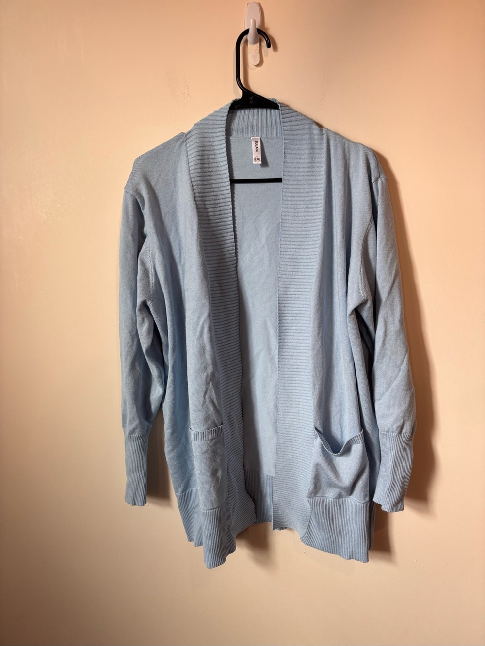 Light Blue Open-Front Women's Cardigan Sweater